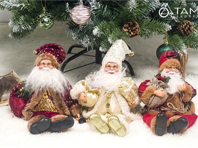 Ông già Noel vải nhồi bông ngồi Vintage 3 kiểu X-VNHB-04